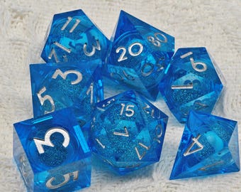 DND Dice set, Liquid Core Handmade Resin Dice, Sharp Edge Polyhedral Dice, Liquid Core Resin DND Dice, Rpg MTG Table Games