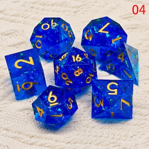 Juego de dados D&D Cielo Estrellado Rojo, Juego completo de dados D&D de resina roja con bordes afilados, Dados poliédricos D6 y D20 para juegos de rol de Dungeons & Dragons 04