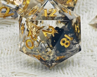 Transparent Resin DND Dice Set, Sharp Edge D&D Dice Full Set, Dungeons and Dragons Polyhedral RPG D6, D20 Dice