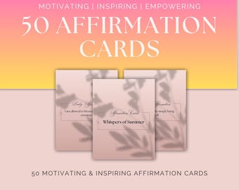 50 Affirmationskarten, Positive Affirmationen, Druckbare Affirmationskarten, Digitale Affirmationskarten, tägliche Affirmationen, druckbare Karten