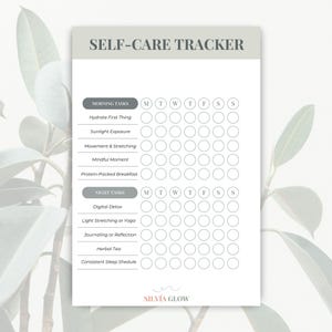 Morning and Evening Self Care Tracker | Daily Habit Tracker PDF | Printable Self Care Journal | Morning Routine Template