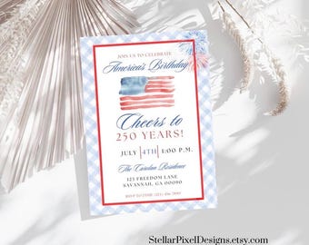 4th of July Party Invitation: American Flag Invite, Patriotic Party, Election Party, 250th Anniversary Celebration America Independence Day