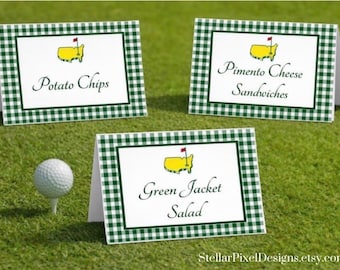 Masters Party Food Tent Cards, Editable Golf Party Buffet Labels, Canva Template, Green Jacket Themed Printable, Masters Golf Food Labels