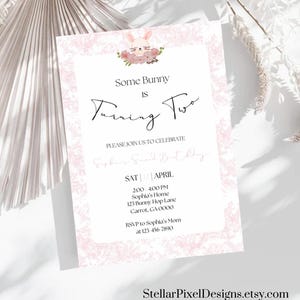 Some Bunny Is Turning Two Birthday Invitation, Grandmillenial Bunny Birthday Invitation, 2nd Birthday Digital Invitation