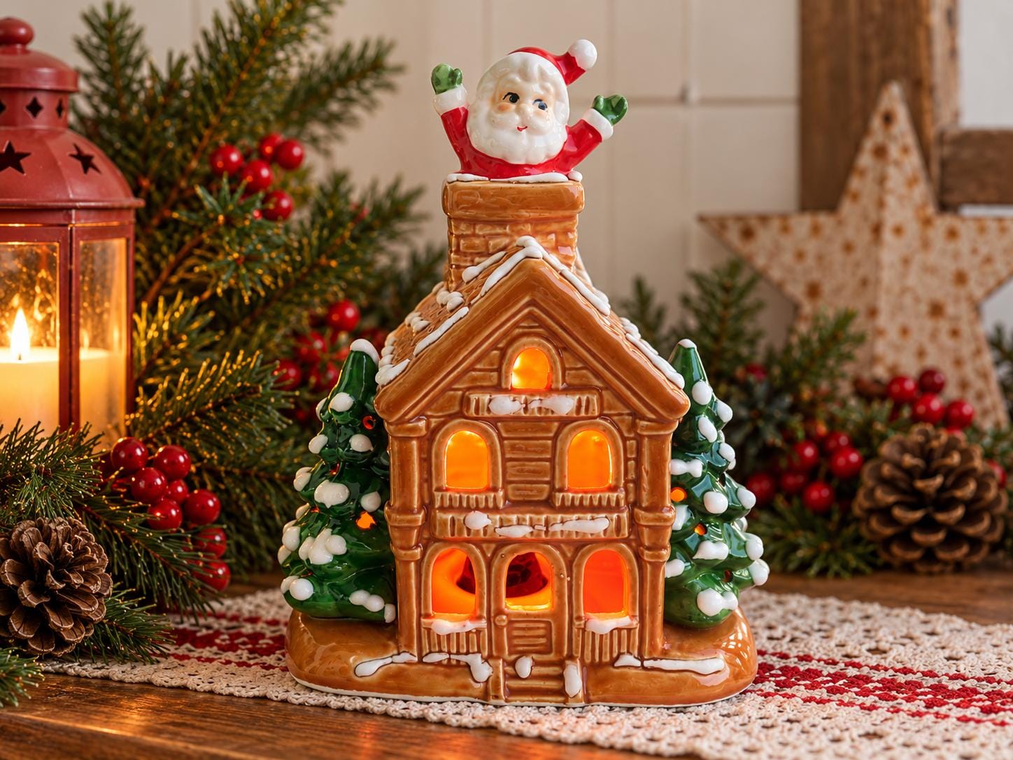Vintage Ceramic Light up Santa - Etsy