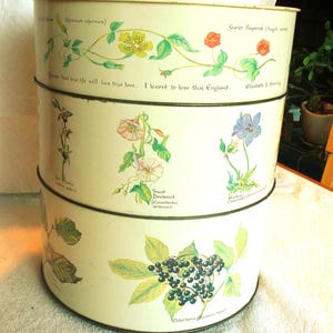 Webb & Bower Botanical Tin 1977 – Vintage Floral Stacking Metal Storage Container UK Design