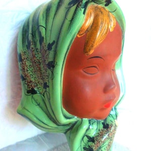 Vintage Thomasch Austria Wall Mask • Hand‑Carved Terracotta Face • Mid‑Century Modern Art Sculpture