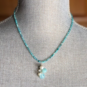 One of a Kind Boutique Necklace // Seed Bead Necklace // Choker // Multi-Colored Necklace // Boho // Single Strand Turquoise Drop