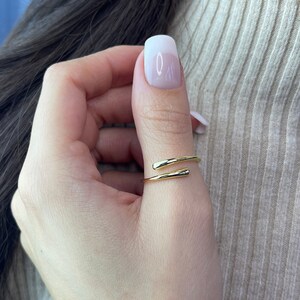 Dainty Ring Gold Minimalist Ring ADJUSTABLE Wrap Ring Sterling Silver Ring Thin Ring Trendy Cute Gift for Women Girls Teen