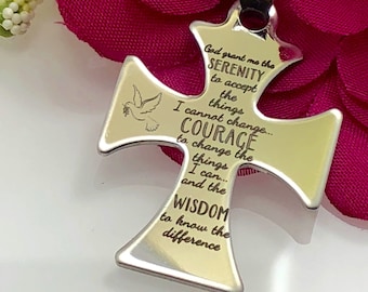 Serenity Courage Wisdom Inspirational Necklace with personal message