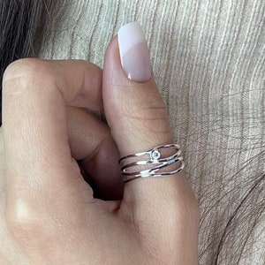 Ziggy CZ Sterling Ring for Women, 925 Silver Stacking Ring, Minimalist Ring, Statement Ring, stocking stuff, holiday gift for girlfriend
