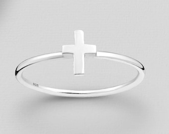 Cadeau de confirmation pour les filles, bague croisée, bijoux chrétiens, bague en argent 925, bague en argent sterling, cadeau religieux