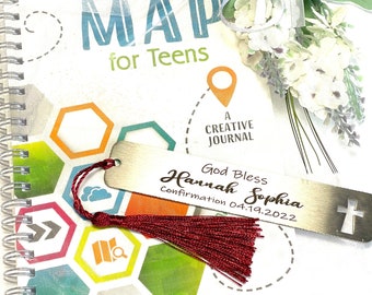Geschenkset voor meisjesbevestiging Gepersonaliseerde bladwijzer en gevraagd creatief gebedsdagboek voor tieners