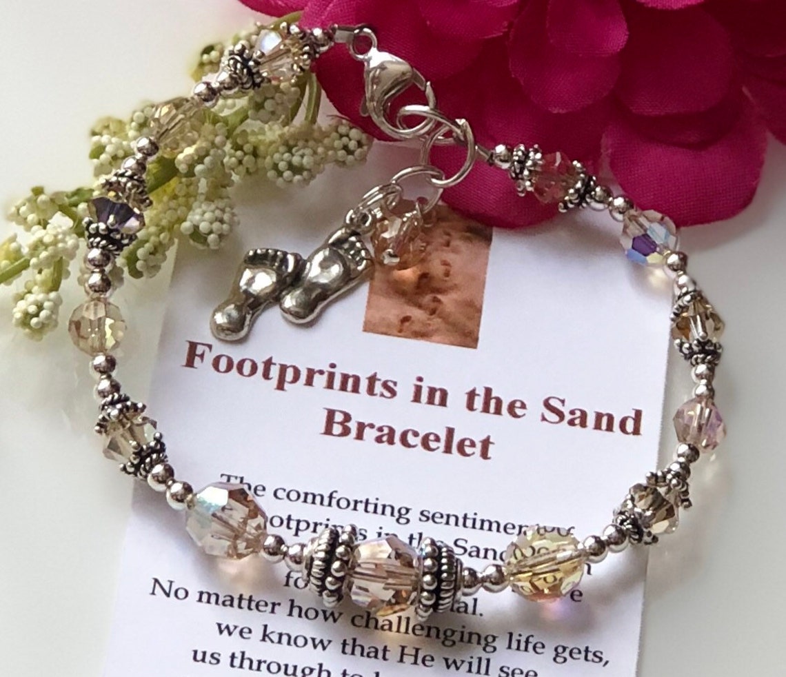Footprints in the Sand Bracelet Inspirational Jewelry Etsy