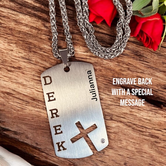 Valentine Gift for Him Boyfriend Husband Mens Personalized Cross