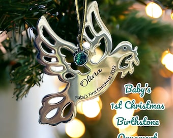 Ornamento per la prima pietra portafortuna del Natale del bambino Regalo per neonato Regalo per baby shower DOVE