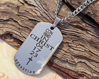 Boys Teens Confirmation Gift Personalized Cross Dogtag Gift
