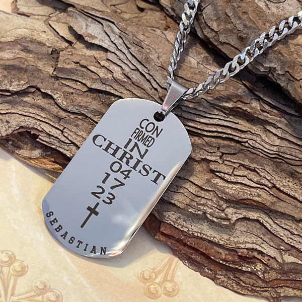 Boys Teens Confirmation Gift Personalized Cross Dogtag Gift
