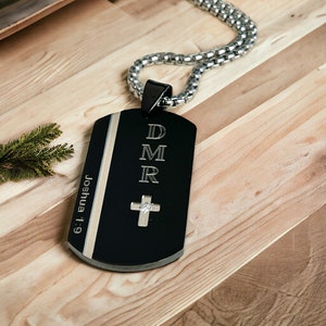Boys Confirmation Gift PRAYER Dogtag Necklace Mens Christian Jewelry