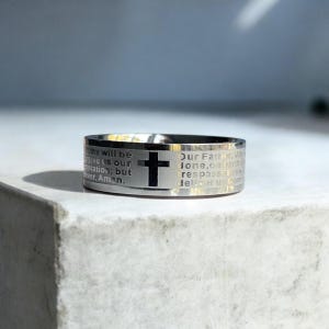 Our Father Lords Prayer Ring for Men GOLD | Gold Ring for Men | Stainless Steel Mens Ring | Boyfriend Gift | Christian Ring