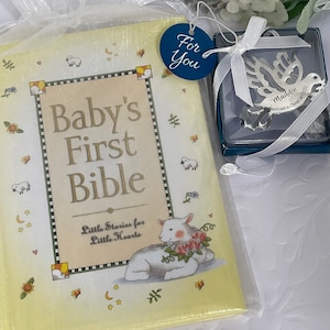 Baby Shower New Baby Gift Bible & Bookmark Gift Set Personalized Bookmark First Bible Bookmark Gift Girl Boy