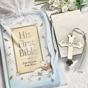 Baby Shower New Baby Bible & Bookmark Gift Set Personalized Bookmark First Bible Bookmark Baptism Gift Boy Girl