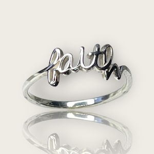 Christian Gift for Women, 925 Silver FAITH Ring, Religious Ring, Dainty Minimalist Ring, Christian Ring, Statement Ring