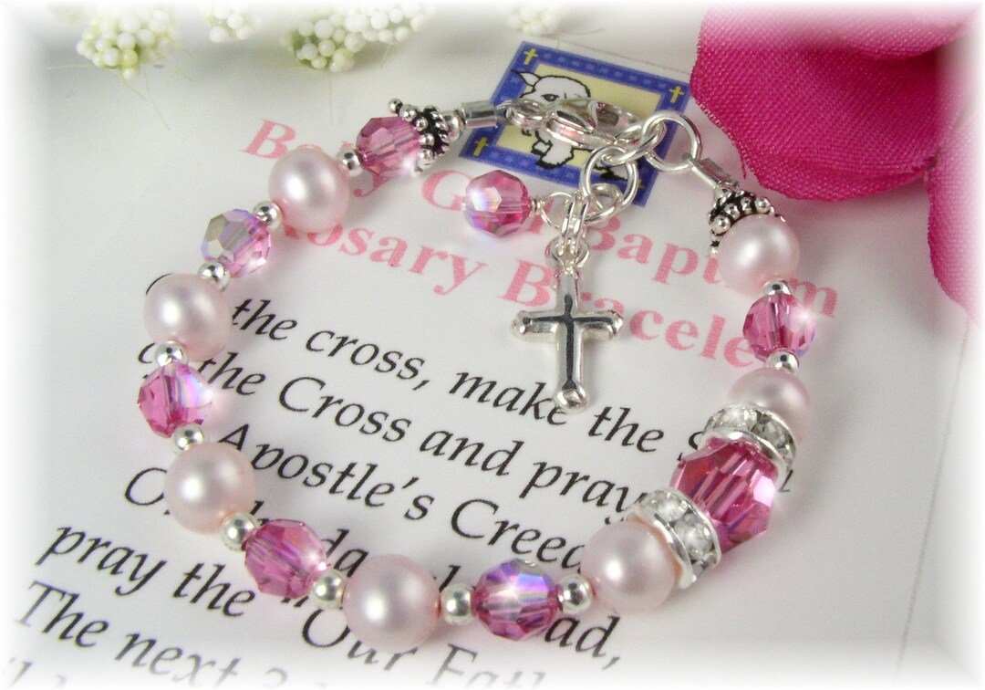 Sterling Silver White Baby Rosary Bracelet