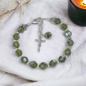 Rosary Bracelet Fine Austrian Crystal - OLIVE