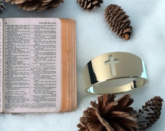 Religiöses Weihnachtsgeschenk | Christlichen Ring für Männer | Edelstahl Herrenring | Christliches Geschenk | Kreuz Ring für Männer | Teenager Junge Cross Ring