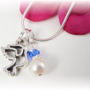 Girls Confirmation Birthstone Necklace Dove Pearl Sterling Pendant