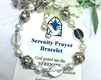 Serenity Prayer Bracelet Serenity Courage Wisdom Inspirational Jewelry