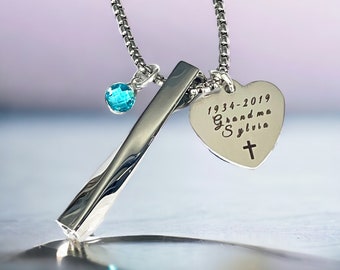 Memorial Cremation Urn Birthstone Necklace Crystal Long Twist Bar