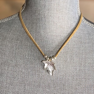 One of a Kind Boutique Necklace // Leather Cord Necklace // Choker // Boho // Single Strand Autumn Leaf