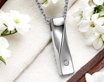 Memorial Cremation Urn Necklace Crystal Crystal Twist Bar