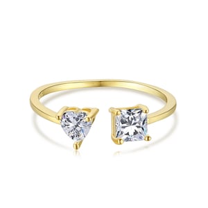 Dainty CZ Heart Ring Gold Minimalist Ring ADJUSTABLE Sterling Silver Ring Promise Ring Stackable Midi Knuckle Trendy Ring for Women Teen