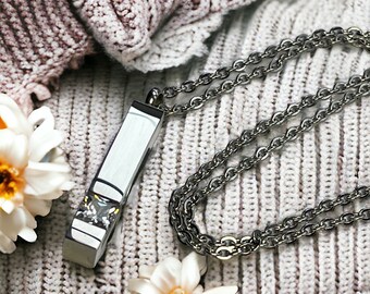 Memorial Cremation Urn Necklace Crystal Bar