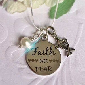 Faith Over Fear Sterling Silver Necklace Inspirational Gift