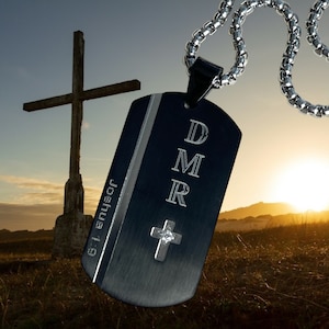 Mens Gift PRAYER Dogtag Necklace Mens Christian Jewelry