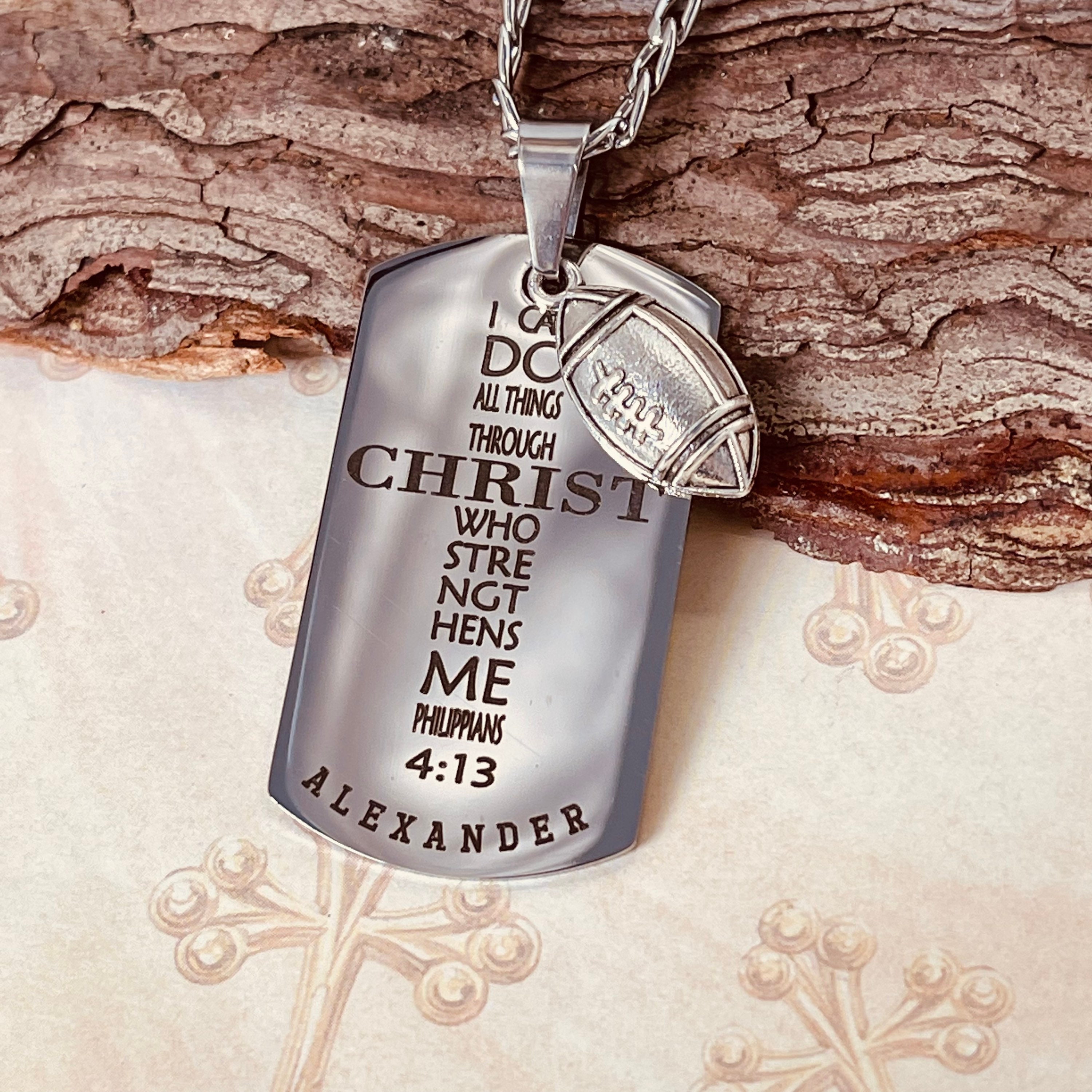 GILIEYER Cruz Dog Tag Collar Para Hombres, Inspirador Versículo De La