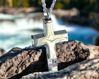 Memorial Cremation Urn Necklace Crystal Cross