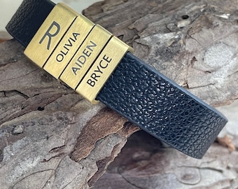 Pulsera para papá, regalo para nuevo padre, regalo de cumpleaños para el esposo, pulsera con nombres de niños, regalo de cumpleaños para papá, regalo de baby shower para papá