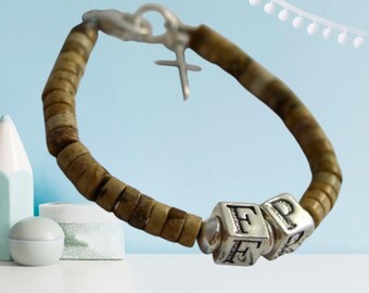 Personalized BABY BOY Baptism Bracelet Initials Christening New Baby Shower Gift