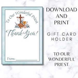Tarjetero imprimible para nuestro maravilloso sacerdote, regalo de ordenación, regalo para sacerdotes, regalo oficial, regalo para sacerdotes, regalo de agradecimiento para sacerdotes.