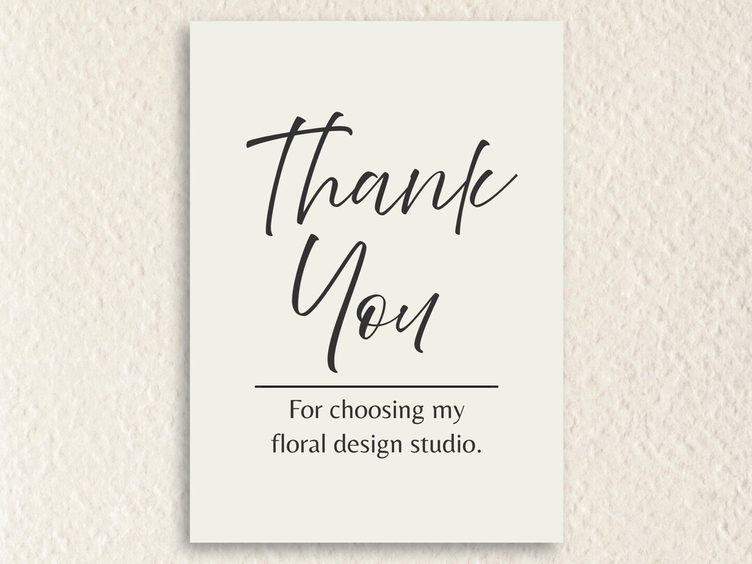 Printable Thank You Card, Thank You - for Choosing My Floral Design ...