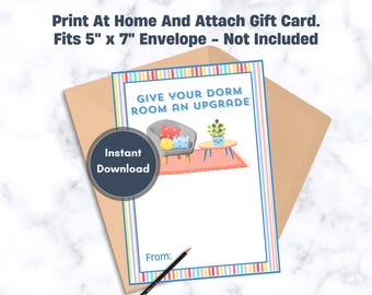 Dorm Room Upgrade Gift Card Holder, Student Gift (Digital Download)
