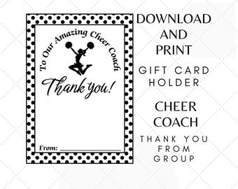Porta-carte regalo di ringraziamento per allenatori di cheerleading, regalo di squadra (download digitale)