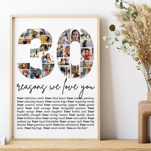 30 Reasons We Love You Poster With Photo | Printable 30th Birthday Gift for Him or Her| Personalized 30th Birthday Decor | Editable Template