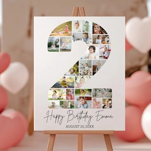 Personalized 2nd Birthday Photo Collage: Milestone Sign (Digital File)