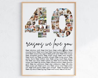 40 Reasons We Love You Photo Collage Poster | Personalized Gift (Digital Download)